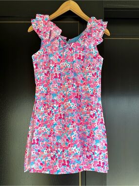 Lilly Pulitzer Pink Floral Ruffle Skirted Romper
